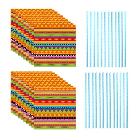 Lot de 20 serviettes en papier mexicain à rayures colorées