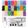 BetterJonny 384 Ensembles d'Agrafe Pression T5 12mm en Résine de 24 Couleurs avec Pince Métal pour Projets de Couture et D'artis