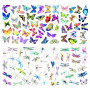 Lot de 50 Autocollants Papillon Et 50 Autocollants Libellules