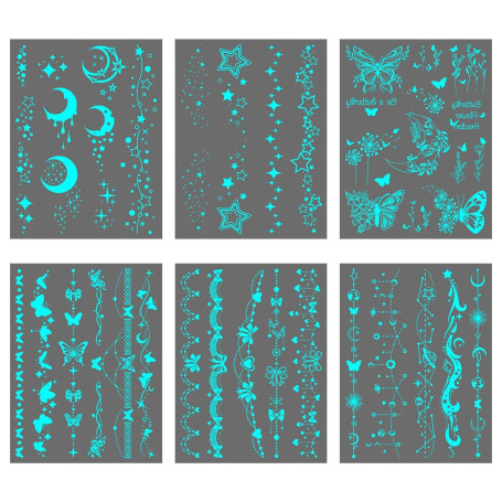 6 Autocollants De Tatouage Phosphorescents