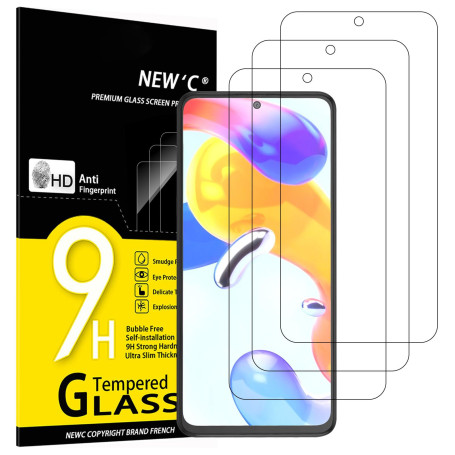 NEW'C Lot de 3, Verre Trempé pour Xiaomi Redmi Note 11 Pro, Redmi Note 11 Pro 5G, Film en Protection écran efficace contre les R
