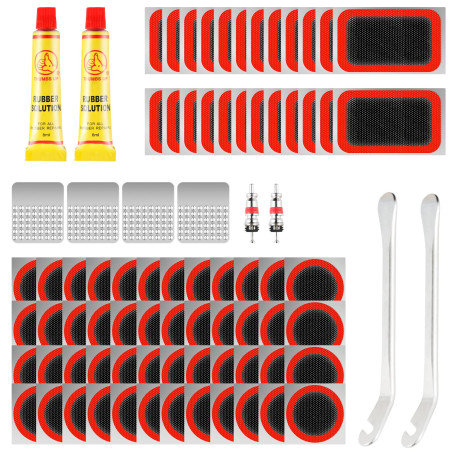 Sinofort Colle Rustine Chambre a Air 82 Pièces Rustine Velo avec Colle Kit Crevaison Velo Rustine Velo Autocollante Rustines pou