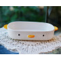 TULANDOT Joli plat à gratin en céramique en forme de canard - Moule à gâteau en porcelaine blanche - 7 x 10 cm - Avec poignées -