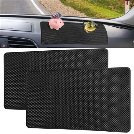 VCRANONR 2 PCS Tapis de Tableau de Bord en PVC 27*15cm Tapis Antidérapant Voiture Réutilisable Tapis Antidérapant Tableau de Bor