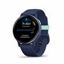 Garmin vívoactive 5 - Montre connectée GPS Sport et santé – Metallic Blue avec Bracelet Bleu Marine (Reconditionné)