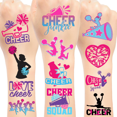 Lot de 144 tatouages temporaires pour pom-pom girl