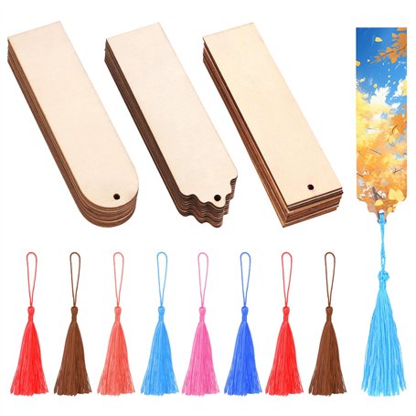 36PCS Marque-pages en Bois Vierges