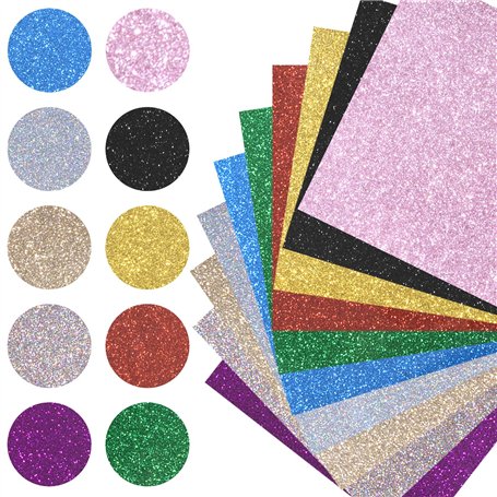 Jesustree Vinyle de Transfert de Chaleur Paillettes 10 Couleur HTV Feuilles de Vinyle Thermocollant de Chaleur Papier Adhésives