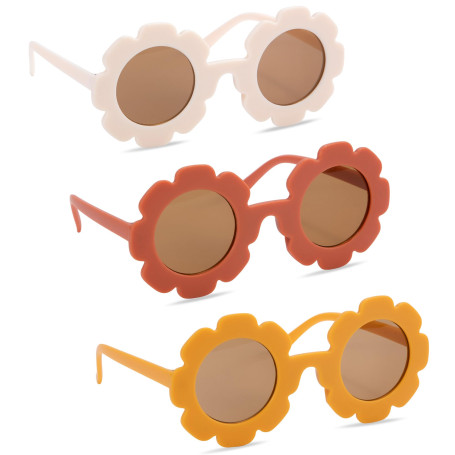 Lunettes de Soleil Fille 3 Pièces Fleur Forme Fleur Lunettes Rondes Mignonnes Lunettes De Soleil FêTe pour Extérieur Plage Acces