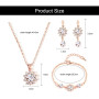 QKEPCY Ensemble de Bijoux Tournesol pour Femme Cristal Incrusté Or Rose Fleur Pendentif Réglable Collier Boucles D'oreilles Brac