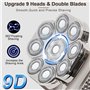 9D 6 en 1 Rasoir Electriques Chauve Rechargeable Rasoirs à Têtes Rotatives IPX7 Étanche Sec et Humide