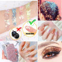 12 Pièces Paillettes Fluorescentes Visage Corps, Holographique Paillettes, Fluorescent Paillette, Paillettes Gel, Paillettes Ens