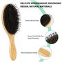Brosse Cheveux Sanglier avec Poignée en Bambou Brosse Brushing Professionnel et Peigne a Queue Carbone Brosse Cheveux Excellente