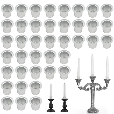 Zzt Yingcen 40 Pièces Insertion de Bougie Mini Bougeoir Aluminium Insert pour Bougies Bâtons