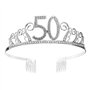 Couronne Anniversaire 50 Ans Tiare Diadème Princesse avec Peigne Strass Cristal Argent Articles de Fête et Décorations