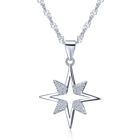 Unendlich U Collier pendentif la grande étoile orné zirconium en argent fin S925 couleur de blanc d'argent Pour femme fille Comm