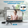 2K webcam pour pc, Caméra de Streaming avec éclairage Circulaire/trépied/Microphone, streamcam 360° Rotation, Protection de la V