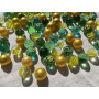 FAIRY TAIL & GLITZER FEE Lot de 100 billes multicolores en verre - Mélange doré et vert - 16 mm - Grand jeu de billes - Décorati