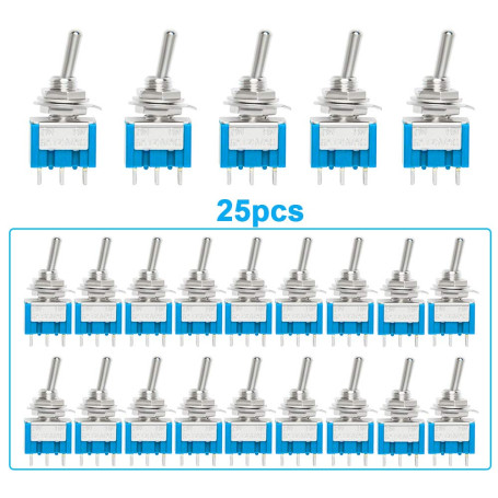 QitinDasen 25Pcs Premium Mini Interrupteur à Bascule 6A / 125VAC