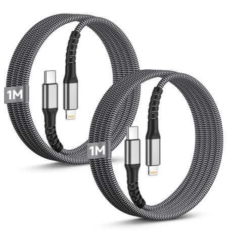 BLITEZZ Cable pour iPhone USB C vers Lightning Cable Lot de 2 (1M+1M)