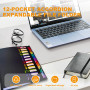 Trieur Document, Trieur 12 Compartiments A4 Étiquettes en Ruban, Rangement Papier Administratif avec Étiquettes Autocollantes Éc