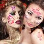 24 Pièces Pochoir Maquillage Enfant Adulte, Modèle de Tatouage pour Anniversaires Halloween Noël, Kit de Tatouage de Peinture po