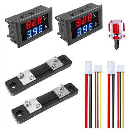 BouGPeng 2 pièces DC 0-100V 50A Voltmètre Numérique LED avec affichage à deux couleurs Voltmètre Ampèremètre Multimètre MP Panne