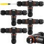 Lot de 4 connecteurs de câble à 3 broches étanches IP68 - En forme de T - Étanche - 3 broches - Pour câble de 3 à 12 mm de diamè