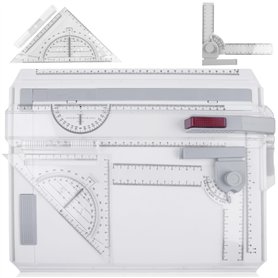 Planche à dessin A4 - Table à dessin multifonction avec règle coulissante - Mouvement parallèle - Système de mesure d'angle régl