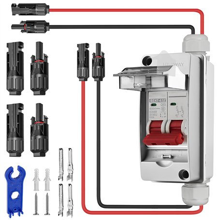 BAIFULAI Disjoncteur CC PV - Étanche IP65 - Disjoncteur PV 32 A CC 500 V - Disjoncteur photovoltaïque - Disjoncteur pour module