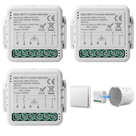 Tuya Lot de 3 modules d'interrupteur intelligent pour volet roulant WiFi 2,4 GHz Alexa Smart Commande de volet roulant, contrôle Tuya Lot de 3 modules d'interrupteur intelligent pour volet roulant WiFi 2