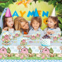 61 pièces bleu ferme thème vaisselle ferme animaux anniversaire vaisselle papier assiettes papier tasses serviettes nappes fête