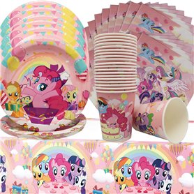 Doyomtoy Little Pony Décorations Licorne Set de Décoration pour Fêtes de Poney 61PCS Little Pony Lot de Fournitures de Fête d'an
