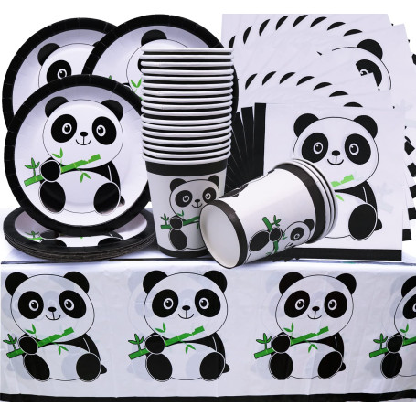 Doyomtoy Lot de 61 Ustensiles de Fête Panda