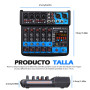 BOMGE Mini console de mixage audio DJ 6 canaux avec interface USB, Bluetooth, enregistrement stéréo, alimentation fantôme 48 V, 