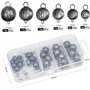 BLUESEABUY 24 Pièces Plombs de Pêche 3g/5g/7g/10g/12g/14g Poids Sinker Cheburashka en Plomb Avec Boîte pour Hameçons Offset et P