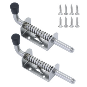 Lot de 2 verrous à ressort en acier inoxydable 304 avec poignée en caoutchouc - Verrou de porte avec ressort - Pour portes de ha