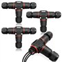 Druuzyl Lot de 4 Boîtes de Jonction IP68 3 Broches - Connecteur de Câble Étanche pour Extérieur/Jardin - Diamètre 3-12mm - Boîti