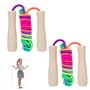 Zyluniy 2pcs corde à sauter enfant, 250cm corde à sauter arc-en-ciel pour enfants Corde à Sauter Réglable avec Poignées en Bois 