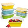 Druuzyl 3 Boîtes Bento Pliables en Silicone (1200ml) - Lunch Box Rétractable avec Couvercle - Empilable & Gain de Place - Pour R