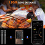 Thermomètre Cuisine Pack de 4, Thermometre Viande avec Application, Meat Thermometer Étanche IP67 Sans Fil, Sonde Temperature Co