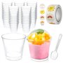 Onezebra Lot de 50 gobelets à dessert en plastique transparent avec couvercle et cuillère