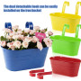 KAHEIGN 4 Pièces Métal Pots de Fleurs Suspendus, 27,5CM Grands Pots deFleurs Seau à Fleurs Suspendu avec Crochet Amovible pour B