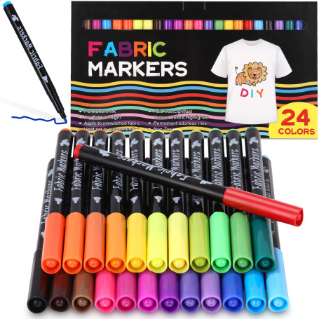 24 Marqueurs Textile et Tissu