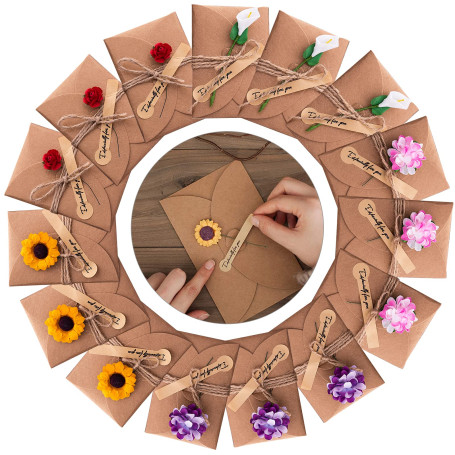 VEGCOO Lot de 15 cartes postales de vœux rétro en papier kraft