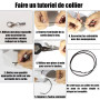 VEGCOO Cordon en Cuir Véritable de 10m de Long et 2 mm Couleur Noir et Naturel 5 m, et 150 Pcs de Fermoirs Colliers pour la Conf