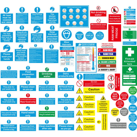 Lot de 68 panneaux de sécurité complets pour accessoires de cuisine – Ensemble de panneaux de sécurité de cuisine en vinyle – Au