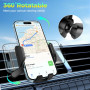Brencco Support Telephone Voiture, Accroche Portable Grille d'aération, 360° Rotation Porte Telephone Voiture Crochet Métallique
