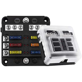 GIDREN 6 Voies Boîte Fusibles 12V, Porte Fusible Blocs Fusible Lame avec 16 Fusibles 6 Voyants LED Couvercle de Protection pour  GIDREN 6 Voies Boîte Fusibles 12V