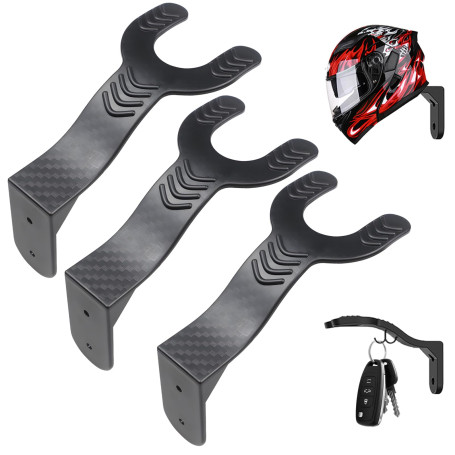 3 Pièces Supports Muraux pour Casque de Moto avec Crochets
